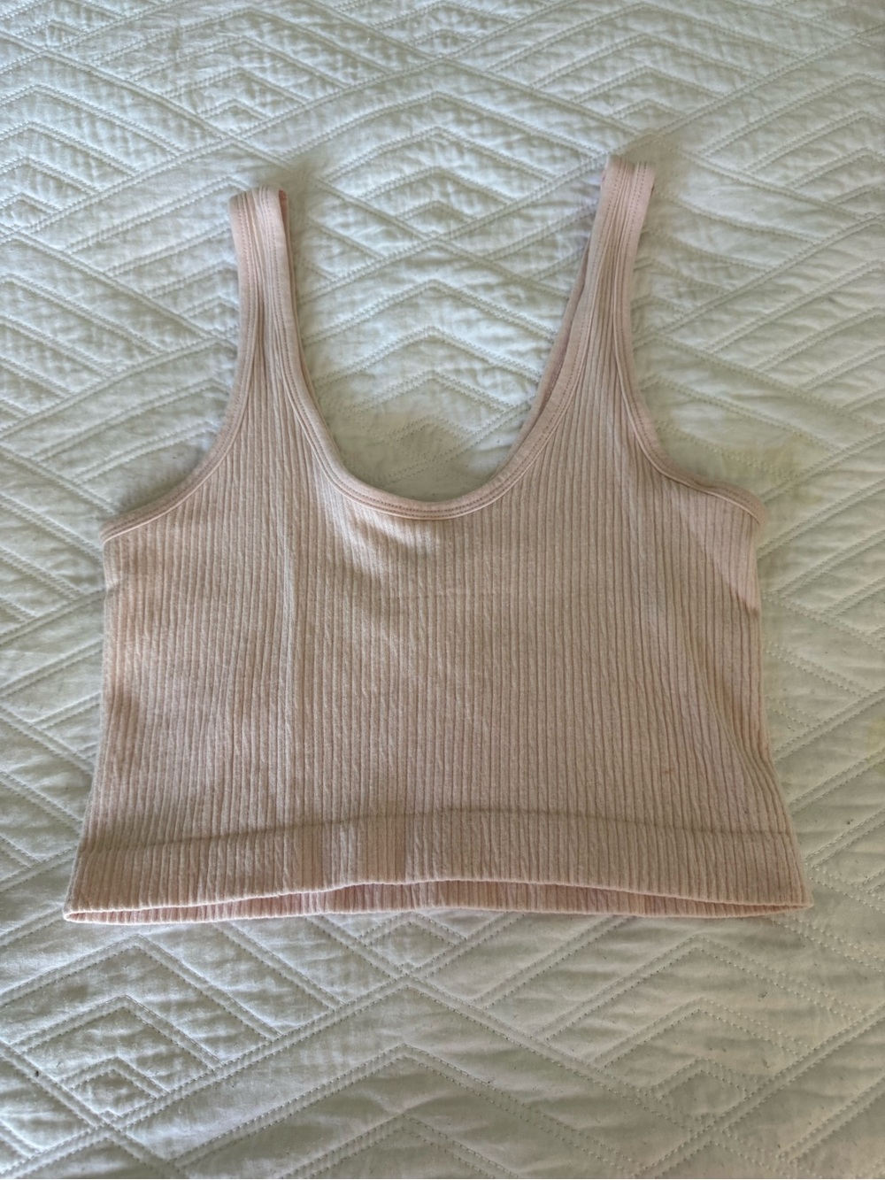 Urban Outfitters Ribbed Scoop Crop Tank - Light Pink